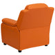 Orange Vinyl |#| Deluxe Padded Contemporary Orange Vinyl Kids Recliner with Storage Arms