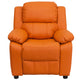 Orange Vinyl |#| Deluxe Padded Contemporary Orange Vinyl Kids Recliner with Storage Arms