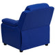 Blue Vinyl |#| Deluxe Padded Contemporary Blue Vinyl Kids Recliner with Storage Arms