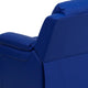 Blue Vinyl |#| Deluxe Padded Contemporary Blue Vinyl Kids Recliner with Storage Arms