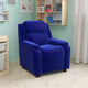 Blue Microfiber |#| Deluxe Padded Contemporary Blue Microfiber Kids Recliner with Storage Arms