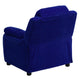 Blue Microfiber |#| Deluxe Padded Contemporary Blue Microfiber Kids Recliner with Storage Arms