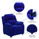 Blue Microfiber |#| Deluxe Padded Contemporary Blue Microfiber Kids Recliner with Storage Arms