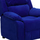 Blue Microfiber |#| Deluxe Padded Contemporary Blue Microfiber Kids Recliner with Storage Arms