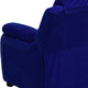 Blue Microfiber |#| Deluxe Padded Contemporary Blue Microfiber Kids Recliner with Storage Arms