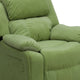 Avocado Microfiber |#| Deluxe Padded Contemporary Avocado Microfiber Kids Recliner with Storage Arms