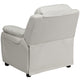 White Vinyl |#| Deluxe Padded Contemporary White Vinyl Kids Recliner with Storage Arms