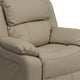 Beige Vinyl |#| Deluxe Padded Contemporary Beige Vinyl Kids Recliner with Storage Arms