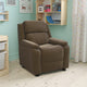 Brown Microfiber |#| Deluxe Padded Contemporary Brown Microfiber Kids Recliner with Storage Arms