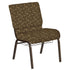 Embroidered 21''W Church Chair in Eclipse Fabric with Book Rack - Gold Vein Frame