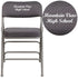 Embroidered HERCULES Series 18"W Premium Curved Triple Braced & Hinged Fabric Upholstered Metal Folding Chair