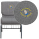Gray Fabric/Silver Vein Frame |#| Embroidered 21inchW Church Chair in Gray Fabric with Book Rack - Silver Vein Frame