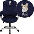 Embroidered High Back LeatherSoft Contemporary Executive Swivel Ergonomic Office Chair with Silver Nylon Base and Arms