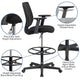 Mid-Back Mesh Drafting Chair w/ Black Fabric Seat, Adjustable Foot Ring and Arms