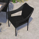 Black |#| All Weather Commercial Grade PE Rattan Stacking Patio Chairs in Black