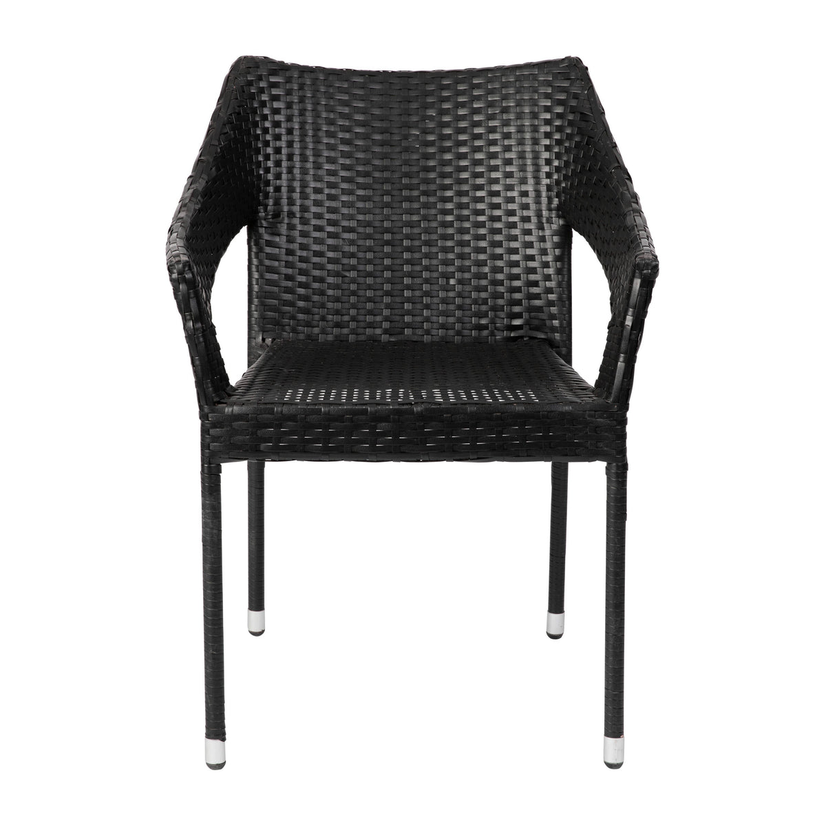 Black |#| All Weather Commercial Grade PE Rattan Stacking Patio Chairs in Black