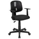 Black |#| Flash Fundamentals Pivot Back Black Mesh Swivel Task Office Chair with Arms