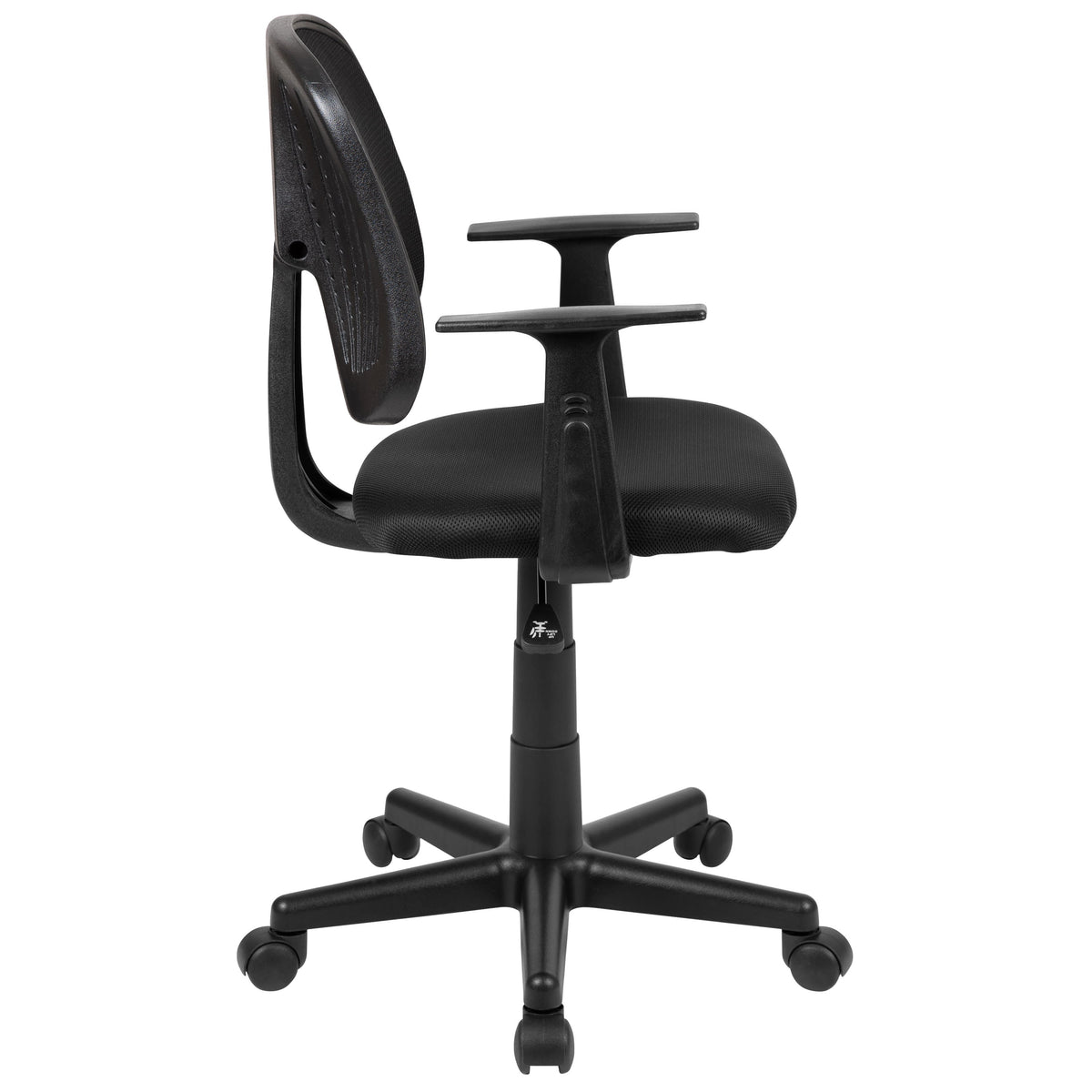 Black |#| Flash Fundamentals Pivot Back Black Mesh Swivel Task Office Chair with Arms