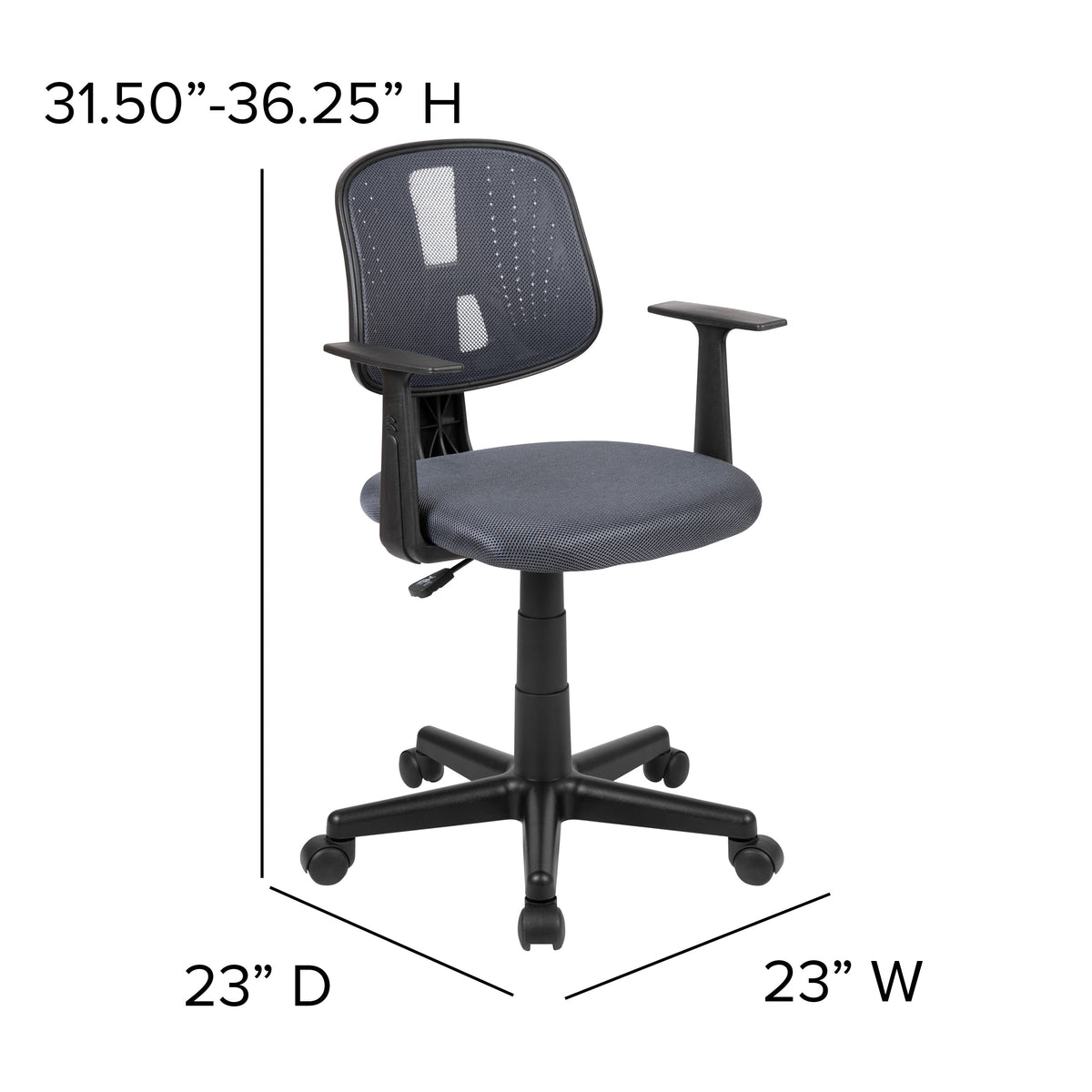 Gray |#| Flash Fundamentals Pivot Back Gray Mesh Swivel Task Office Chair with Arms