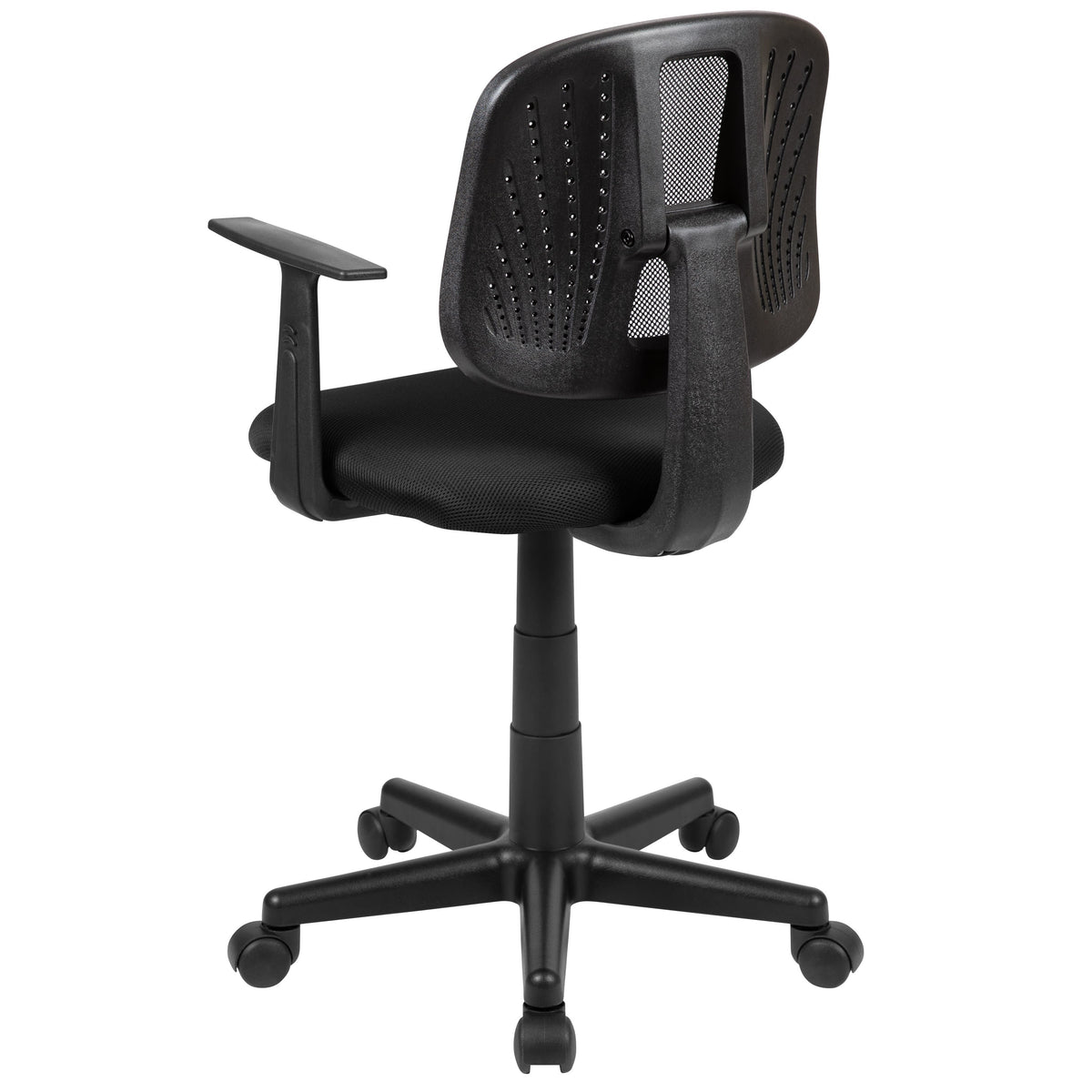 Black |#| Flash Fundamentals Pivot Back Black Mesh Swivel Task Office Chair with Arms