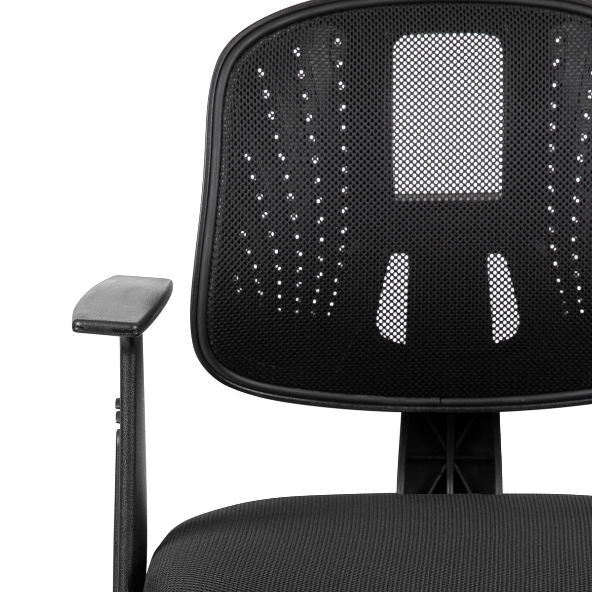 Black |#| Flash Fundamentals Pivot Back Black Mesh Swivel Task Office Chair with Arms