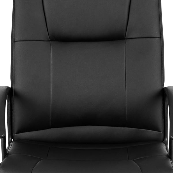 Flash Fundamentals Mid-Back Black LeatherSoft-Padded Task Office Chair with Arms