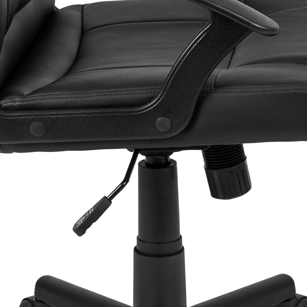 Flash Fundamentals Mid-Back Black LeatherSoft-Padded Task Office Chair with Arms