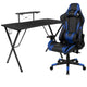 Blue |#| Gaming Bundle-Desk, Cup Holder/Headphone Hook & Blue Reclining Chair