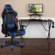 Blue |#| Gaming Bundle-Desk, Cup Holder/Headphone Hook & Blue Reclining Chair