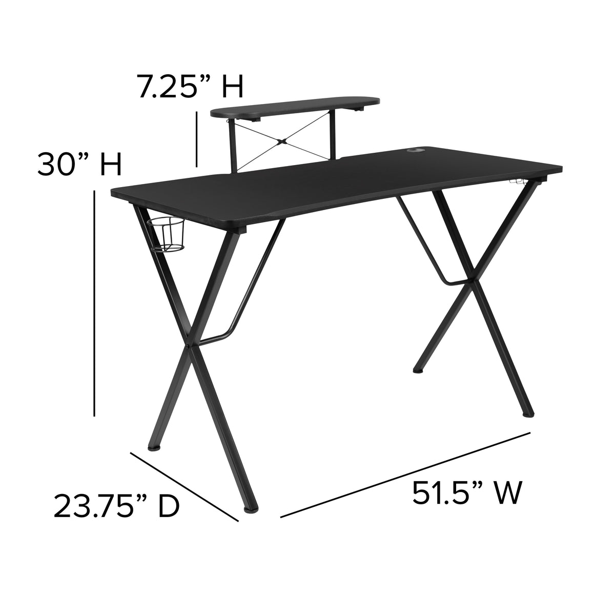 Blue |#| Gaming Bundle-Desk, Cup Holder/Headphone Hook & Blue Reclining Chair