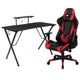 Red |#| Black Gaming Desk & Chair Set with Cup Holder, Headphone Hook, and Monitor Stand