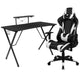 Black |#| Black Gaming Desk & Chair Set with Cup Holder, Headphone Hook, and Monitor Stand