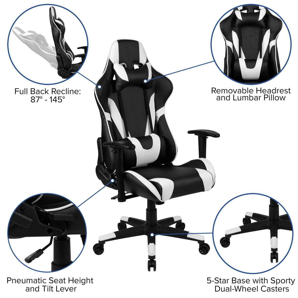 Black |#| Black Gaming Desk & Chair Set with Cup Holder, Headphone Hook, and Monitor Stand