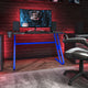 Blue |#| Blue Gaming Ergonomic Desk with Cup Holder and Headphone Hook