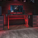 Red |#| Red Professional Gaming Ergonomic Desk with Cup Holder and Headphone Hook