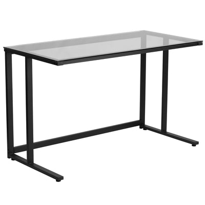 Glass Desk with Pedestal Frame