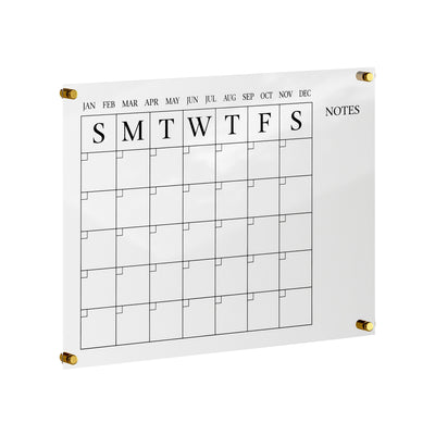 Grayson Acrylic Wall Calendar with Notes with Dry Erase Marker and Mounting Hardware, 24