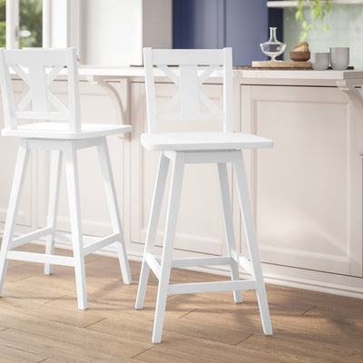 Gwendolyn Commercial Grade Solid Wood Modern Farmhouse Swivel Bar Height Barstool - View 2