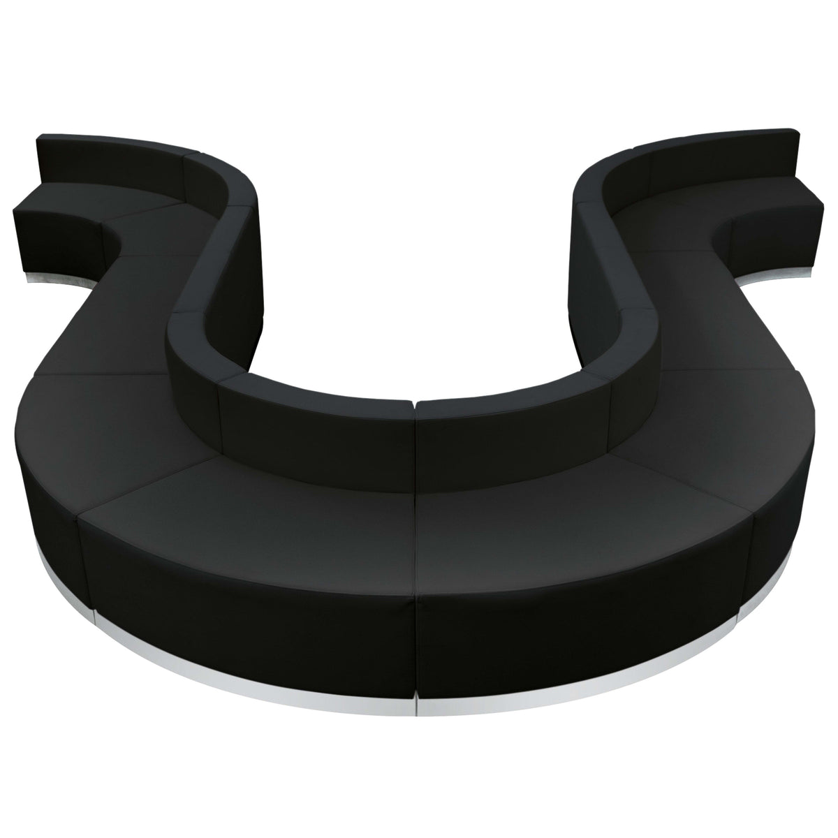 Black |#| 10 PC Black LeatherSoft Modular Reception Configuration w/Taut Back &Seat