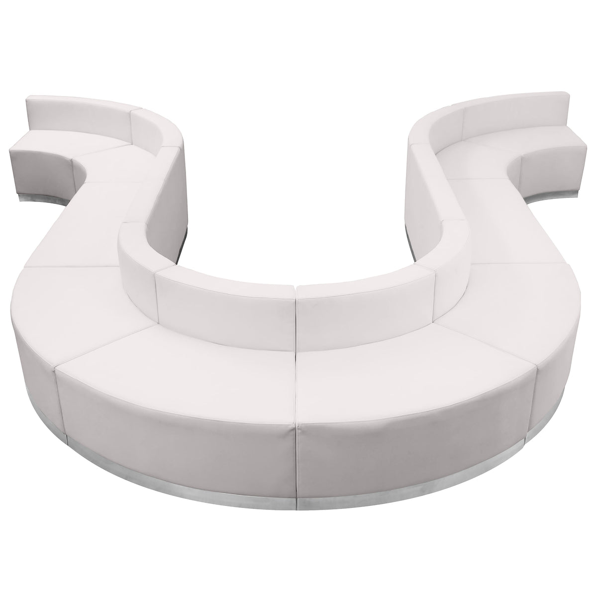 Melrose White |#| 10 PC White LeatherSoft Modular Reception Configuration w/Taut Back &Seat