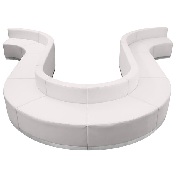 Melrose White |#| 10 PC White LeatherSoft Modular Reception Configuration w/Taut Back &Seat
