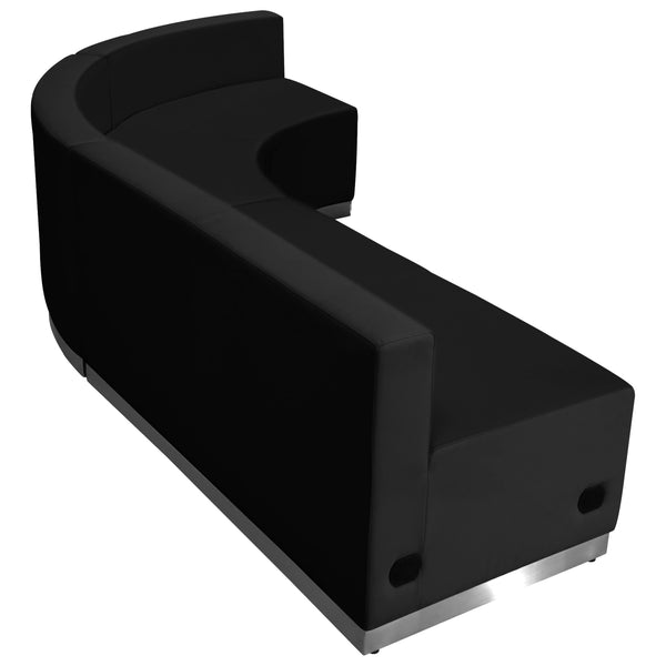 Black |#| 3 PC Black LeatherSoft Modular Reception Configuration w/Taut Back &Seat