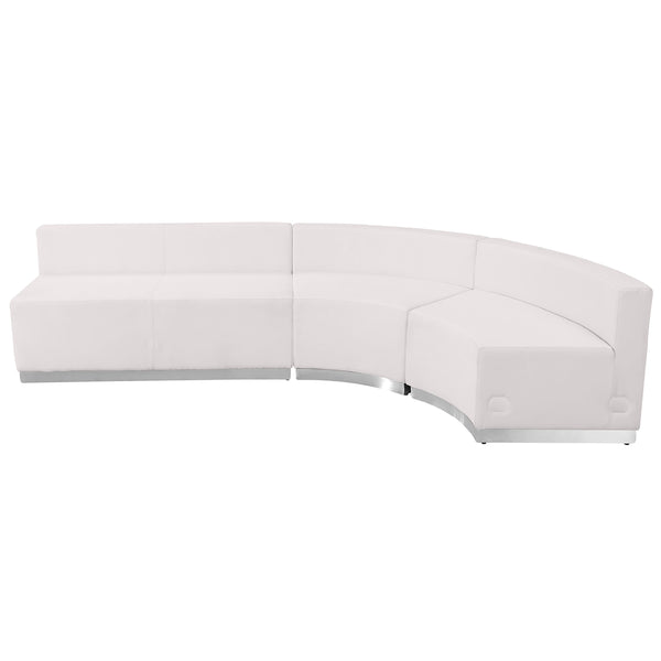 Melrose White |#| 3 PC White LeatherSoft Modular Reception Configuration w/Taut Back &Seat
