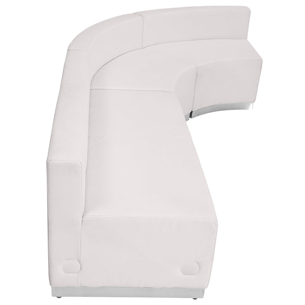 Melrose White |#| 3 PC White LeatherSoft Modular Reception Configuration w/Taut Back &Seat