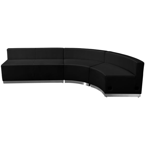 Black |#| 3 PC Black LeatherSoft Modular Reception Configuration w/Taut Back &Seat