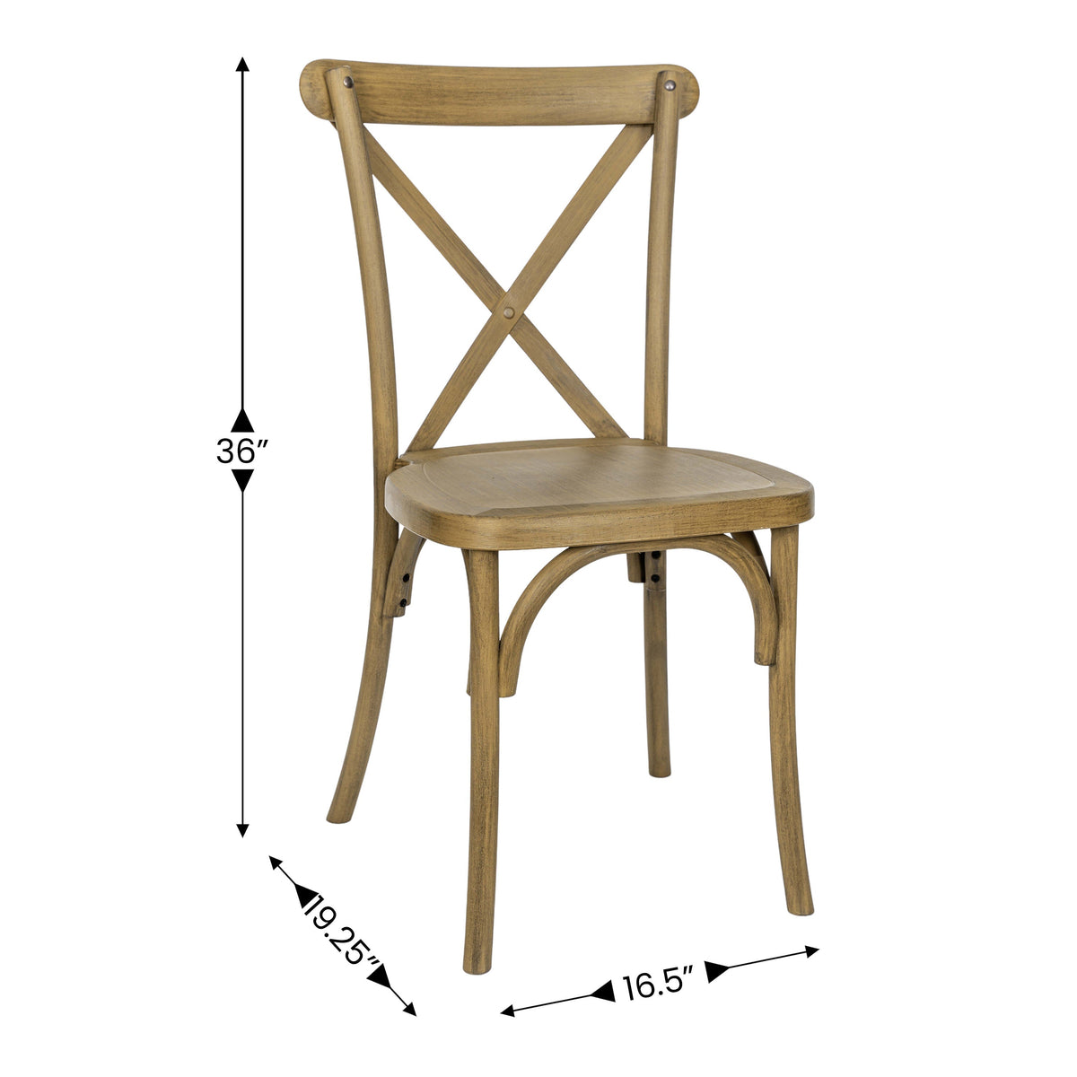 Chestnut |#| Indoor/Outdoor Commercial Grade Wood Look Resin Cross Back Chair in Chestnut