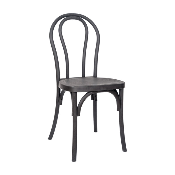 Black |#| Indoor/Outdoor Commercial Grade Wood Look Resin Thonet Style Chair in Black