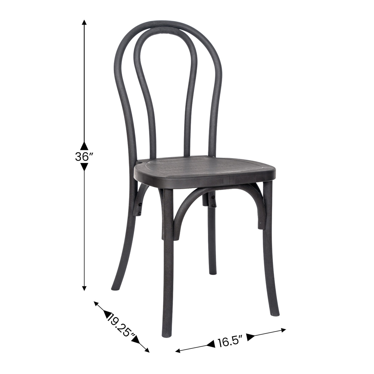 Black |#| Indoor/Outdoor Commercial Grade Wood Look Resin Thonet Style Chair in Black