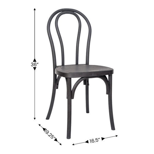 Black |#| Indoor/Outdoor Commercial Grade Wood Look Resin Thonet Style Chair in Black