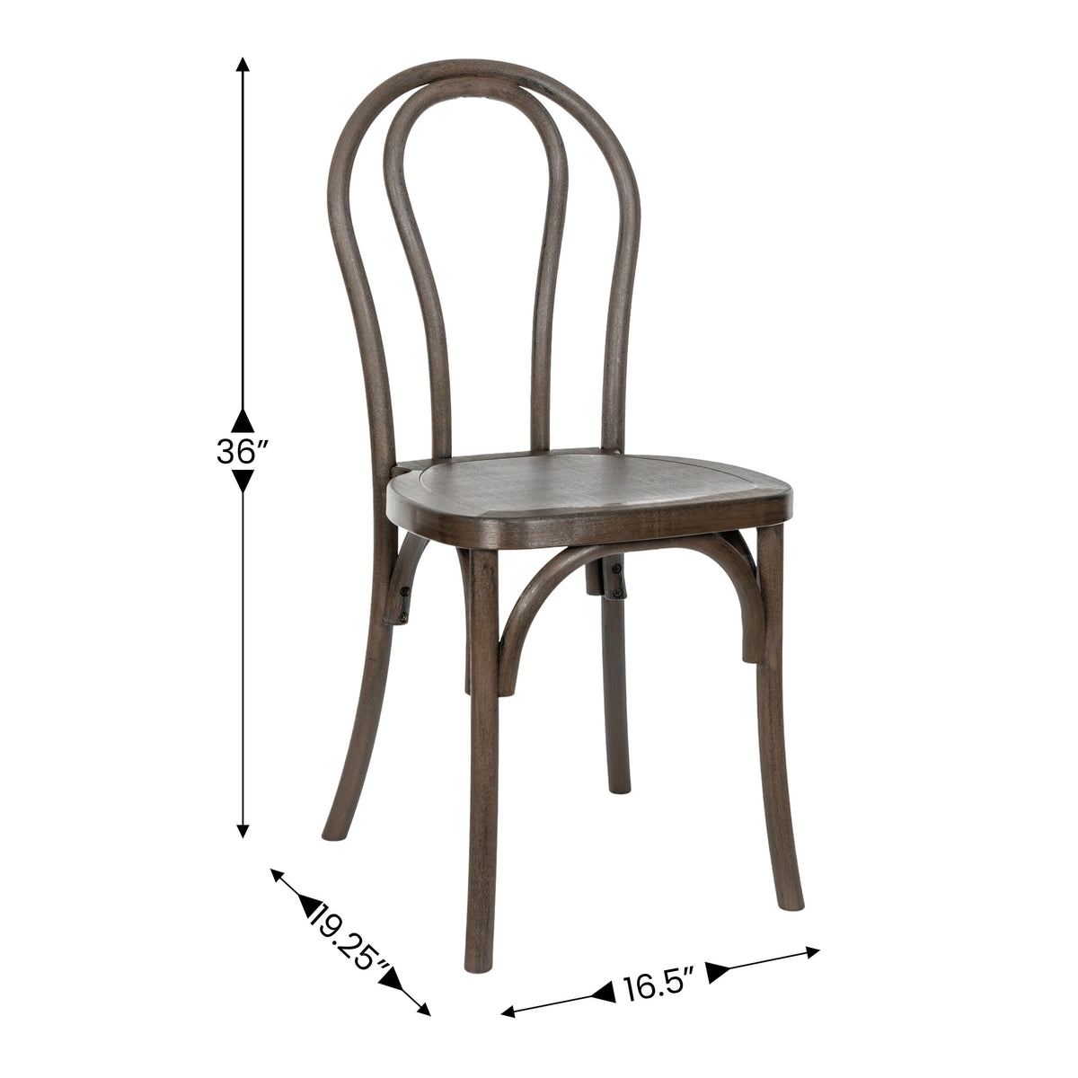 Dark Brown |#| Indoor/Outdoor Commercial Grade Wood Look Resin Thonet Style Chair in Dark Brown
